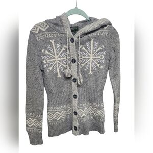 Christmas snowflake cardigan button up hooded sweater